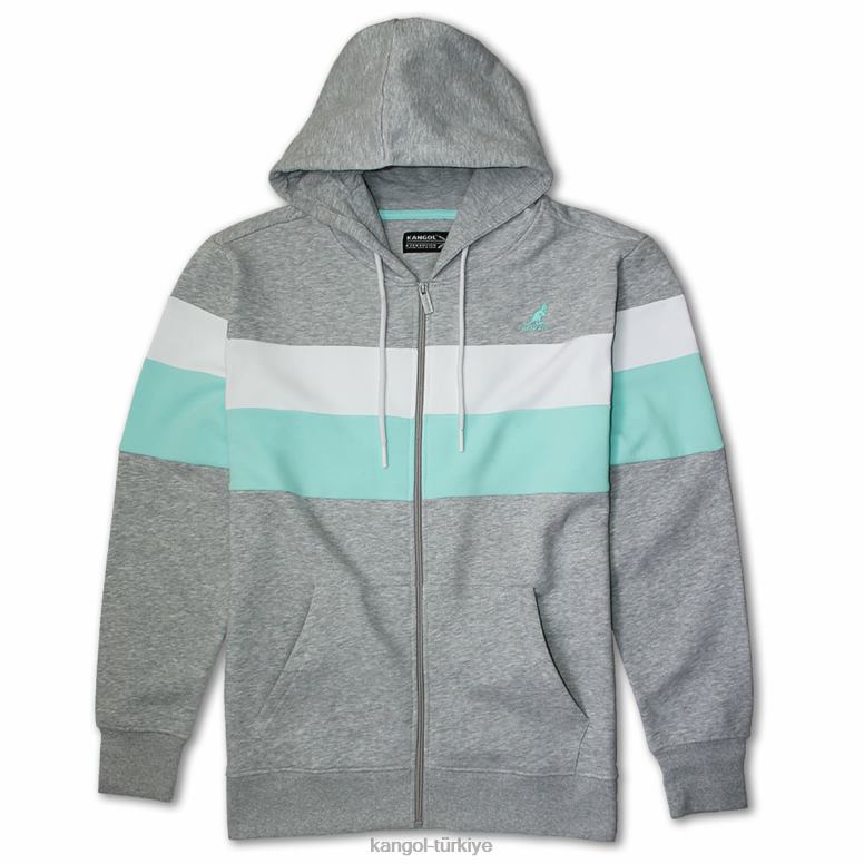 Kangol üniseks renkli şerit fermuarlı kapüşonlu svetşört HZ6F01119